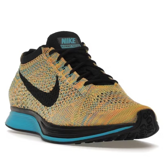 Nike Flyknit Racer Sherbet 2015 Comfort Running Shoes Sneakers Yellow Mens - Picture 3 of 16